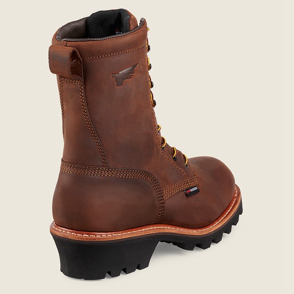 Red Wing Safety Boots Mens Brown - Loggermax - 9-inch Insulated Waterproof Toe - 9802746-PF